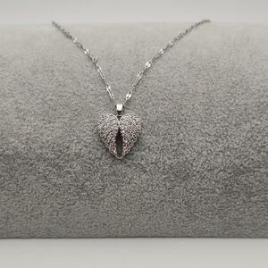 Silver Stainless Steel Angel Wing Rhinestone Heart Pendant Necklace